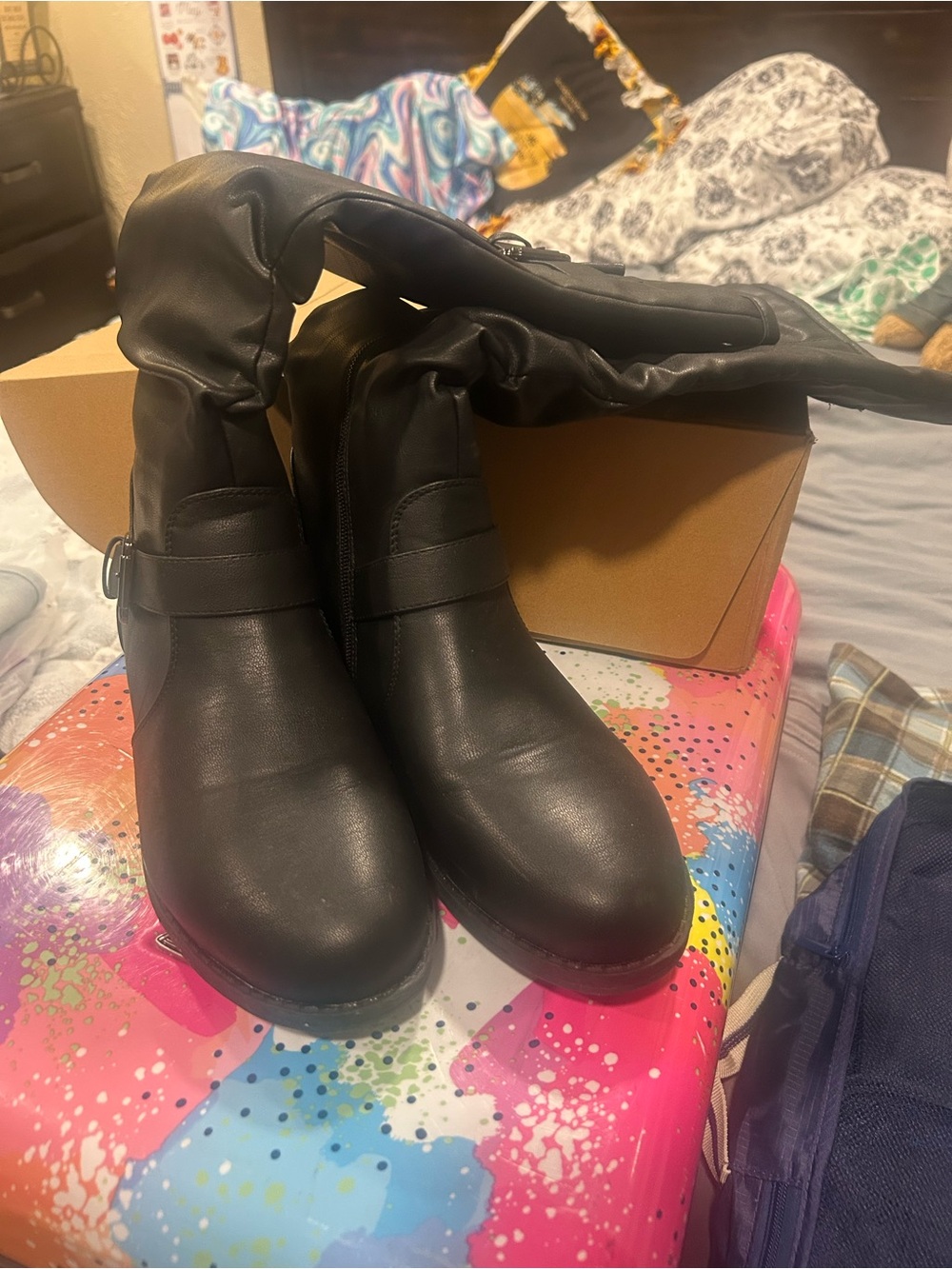 Journee Collection Black Over-the-Knee Slouch Boots